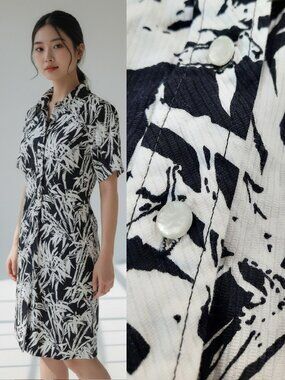 Vtg 70s dagger collar bamboo shirt dress - Lady Bayard brand